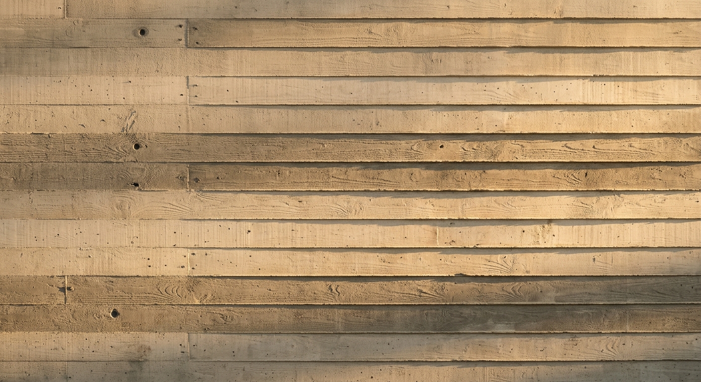 Warm evening light raking across an architectural concrete wall