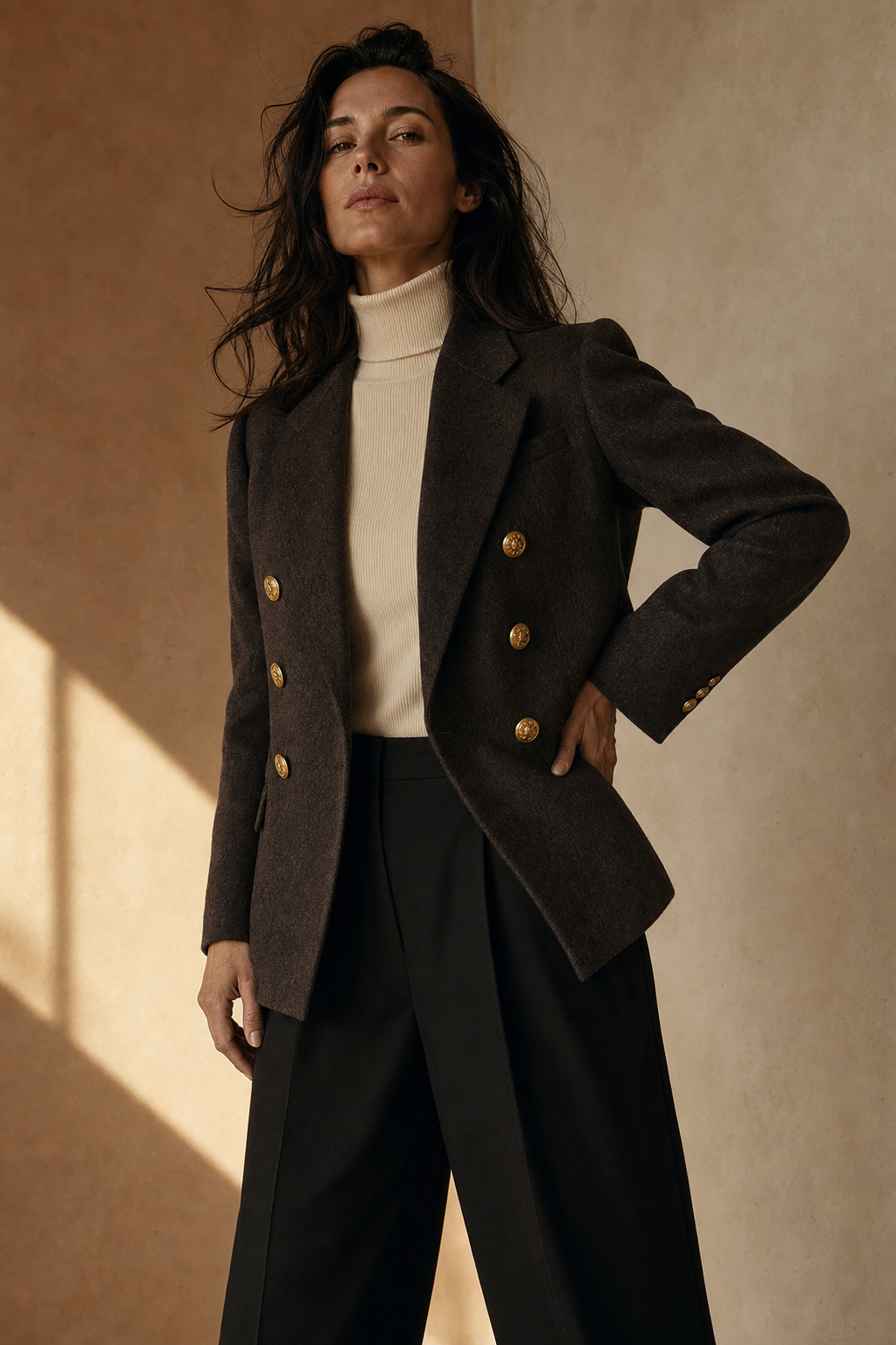 Model in a tailored blazer